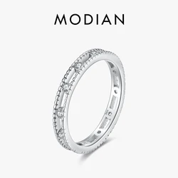 MODIAN Fashion Simple Line Design Rings 925 Sterling Silver Stacking Hollow CZ Eternity Bands Rings For Women Fine Jewelry