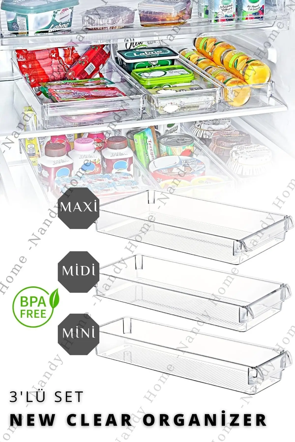 Juego de 3 organizadores transparentes para refrigerador, organizador multifuncional, elegante, útil, fácil de usar, producto de tendencia de 2022