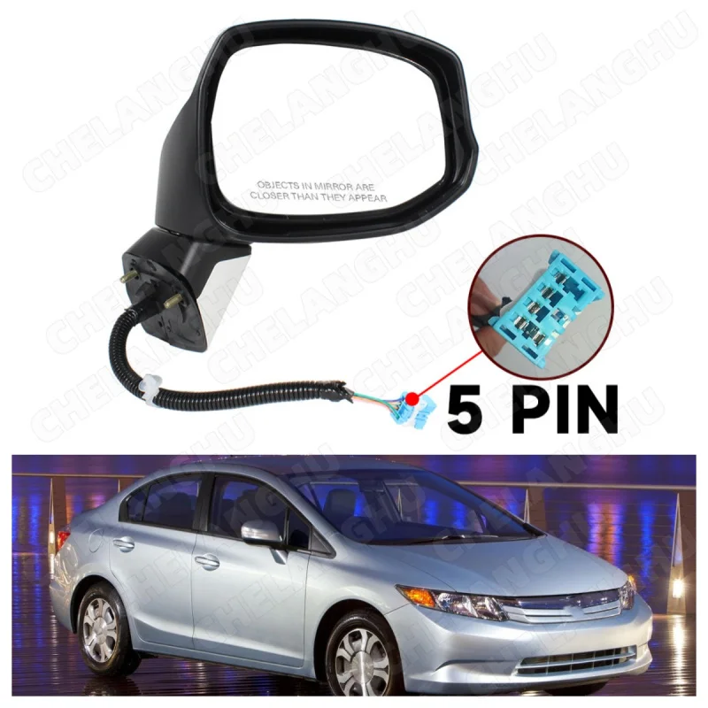 

1Pc For Honda Civic 2012 2013 US Version Right Side 5-Pin Power Adjust Paintable Turn lamp Car-styling Rear Mirror Assembly