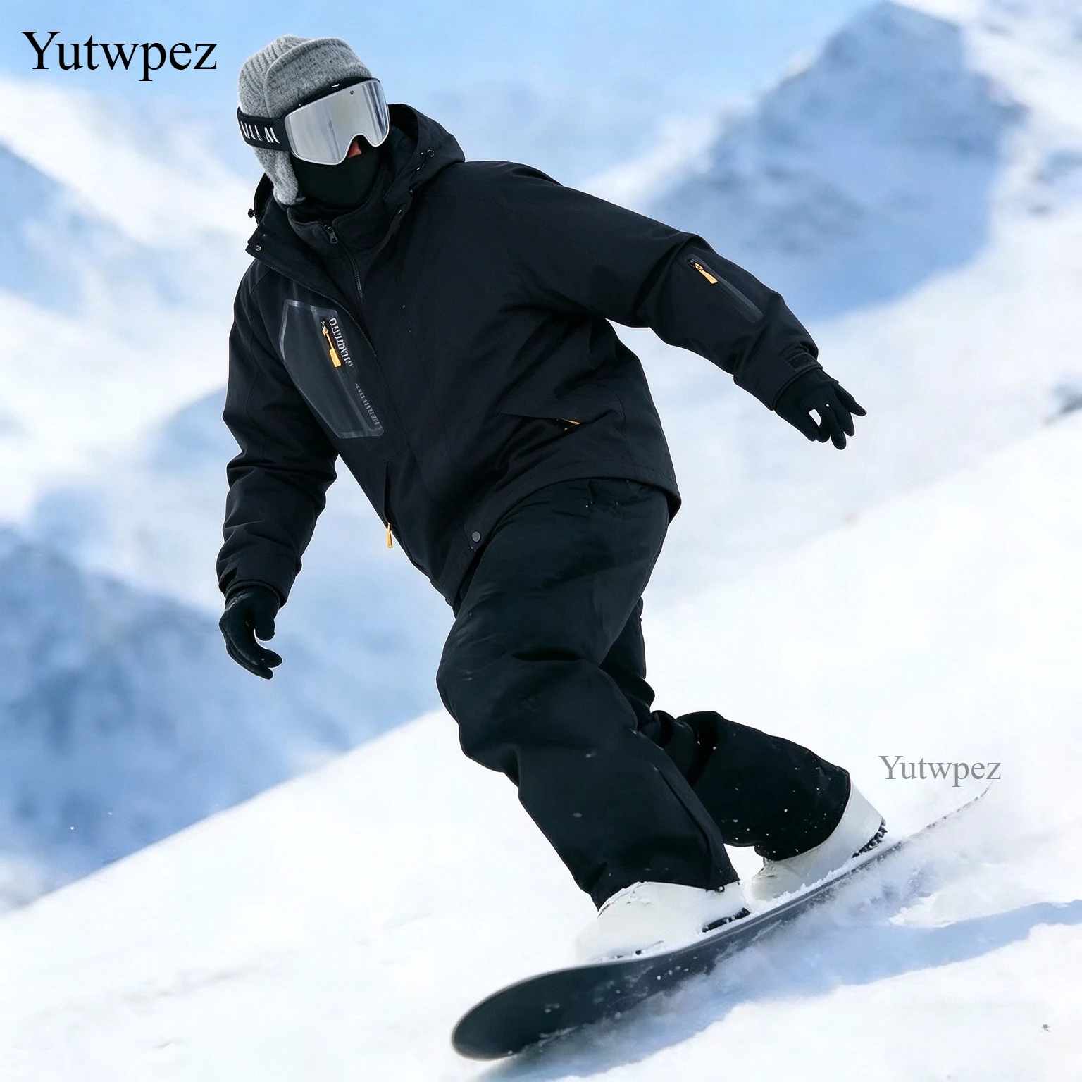 Men's Winter 3-in-1 Thickened Warm Ski Jacket Windproof Waterproof Snowboard Coat for Mountain Skiing Hiking Camping Fishing