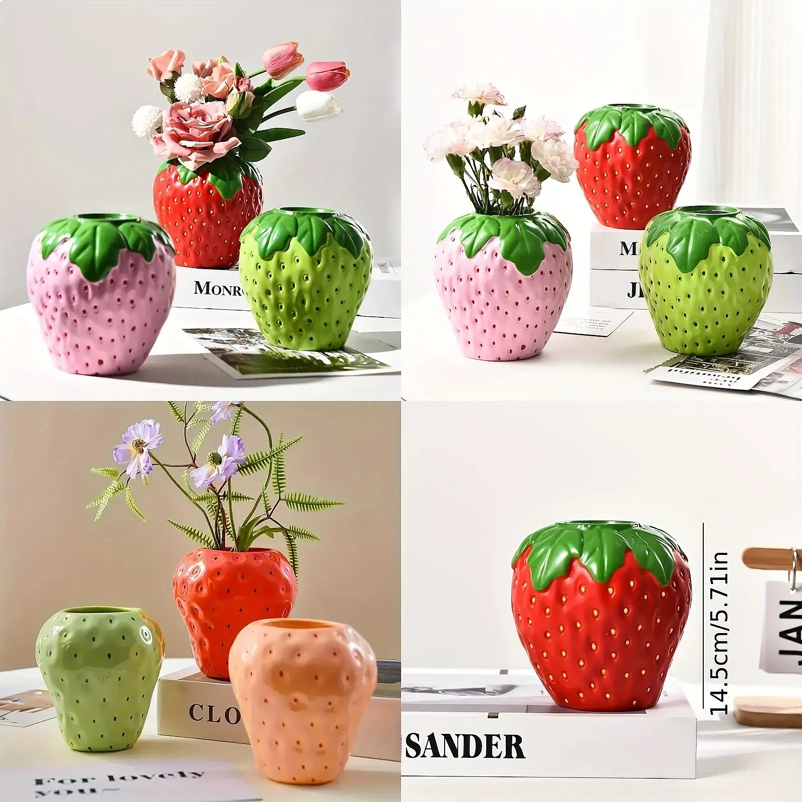 Creative Strawberry Shaped Vase for Flower Arrangement Living Room Home Decoration Decoration Flower Pot