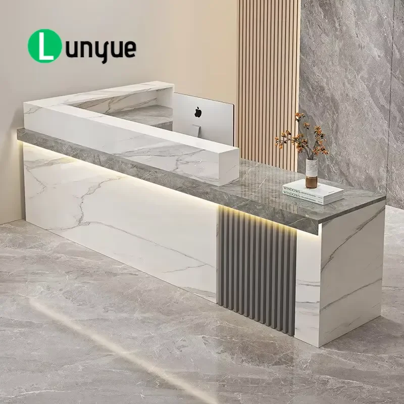 Modern Marble Top Reception Desk Office Front Counter Table Commercial Furniture for Business Lobby Hotel Entrance Stylish