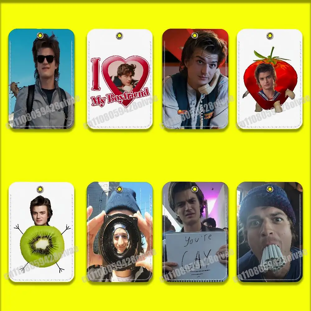 

American Actor J-Joe Keery For ID Clips Credit Bank Access Water Card Holder Cover PU Leather Keychain