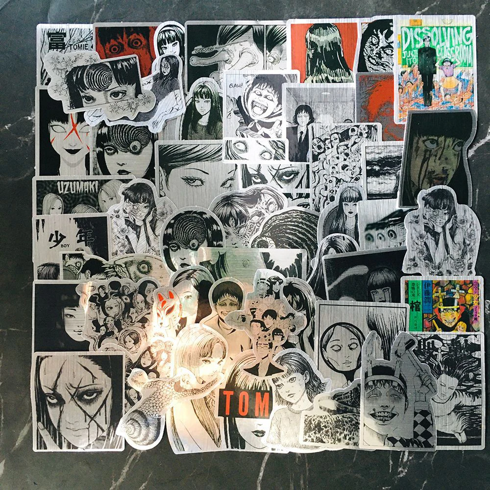 10/30/50 Uds. Pegatinas de dibujos animados de Anime de terror láser Tomie Junji Ito Manga calcomanías DIY cuaderno maleta equipaje pegatina de Graffiti genial