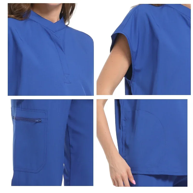 Pharmacist Cleaning Scrub Set Hospital Stomatology Dentistry Doctor Work Nursing Medical Uniform Summer V-neck Fashion Wholesale