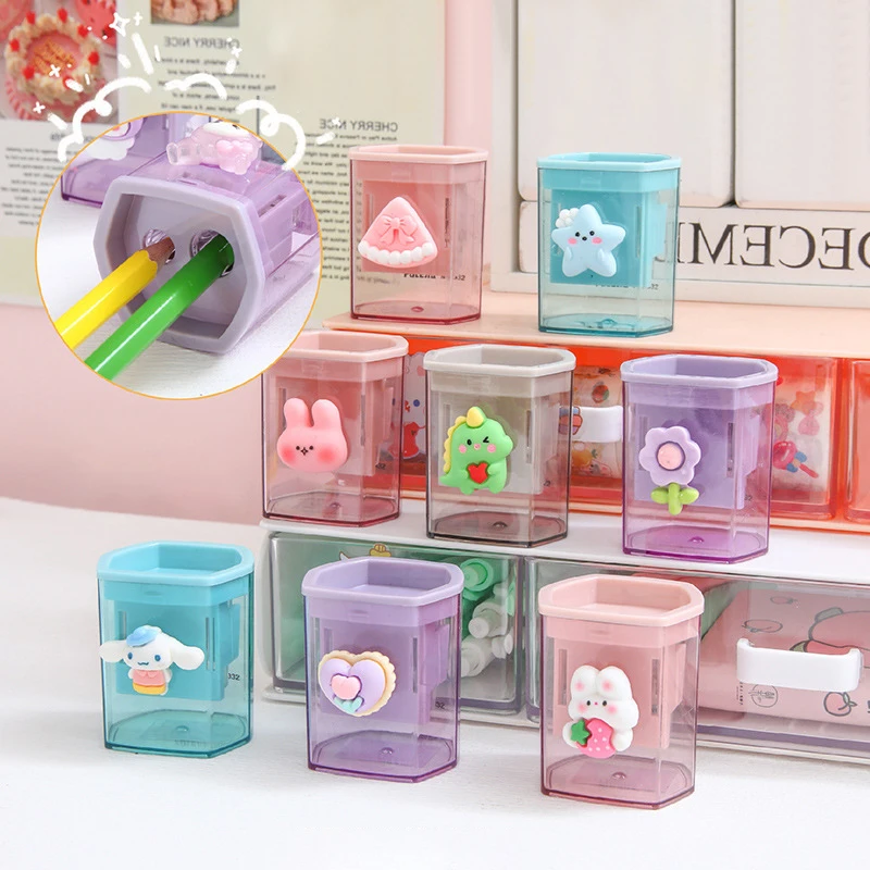 Anime Sanrio Peripheral Kawaii Hello Kitty Cinnamoroll My Melody Cartoon Double Hole Pencil Sharpener Children Stationery Gift