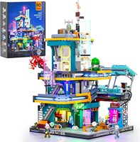 FUNWHOLE Cyberpunk Mansion Lighting Building-Bricks Set - 2524 Pcs Future City Modular Buildings Set With Color Box