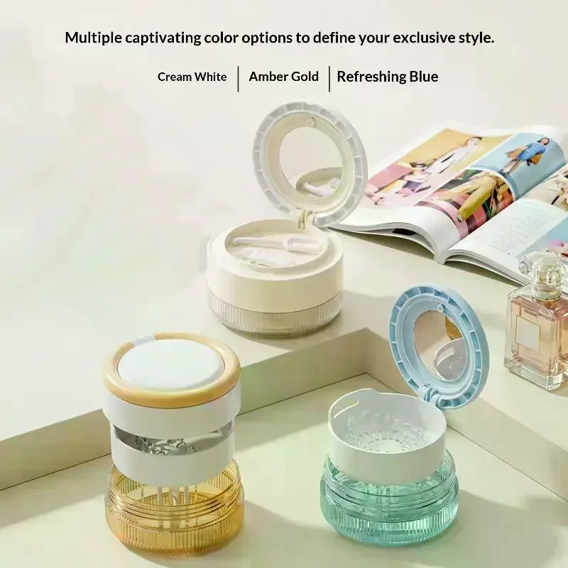 2 In 1 Multi-layer Denture Retainer Case With Magnetic Cap Cleaning Storage Box With Cleaning Brush No-Leak Oral Denture Box