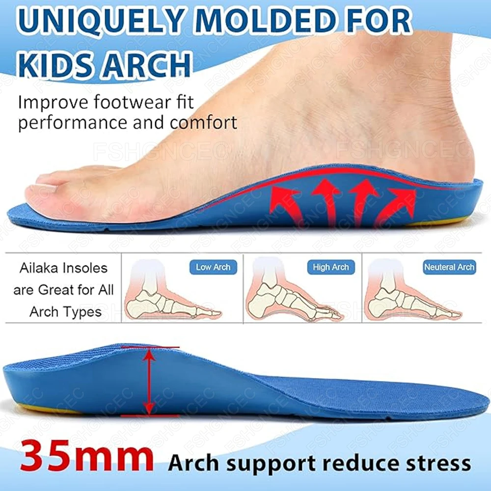 Kids Orthopedic Insoles for Shoes Flat Feet High Arch Support Orthotic Insoles Children Inner Sole Plantar Fasciitis Shoe Insert