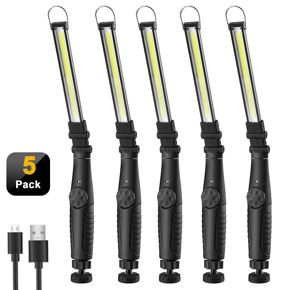 COB LED Camping Tent Lamp USB Rechargeable LED Flashlight Torch Magnetic Working Folding Hook Lights Outdoor for Car Repair