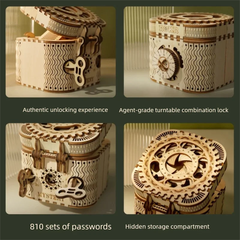 Puzzle in legno 3D Scatola del tesoro meccanica Modello Progetti rompicapo fai-da-te per giocattoli regalo di compleanno per ragazze di età superiore 14 anni per adulti
