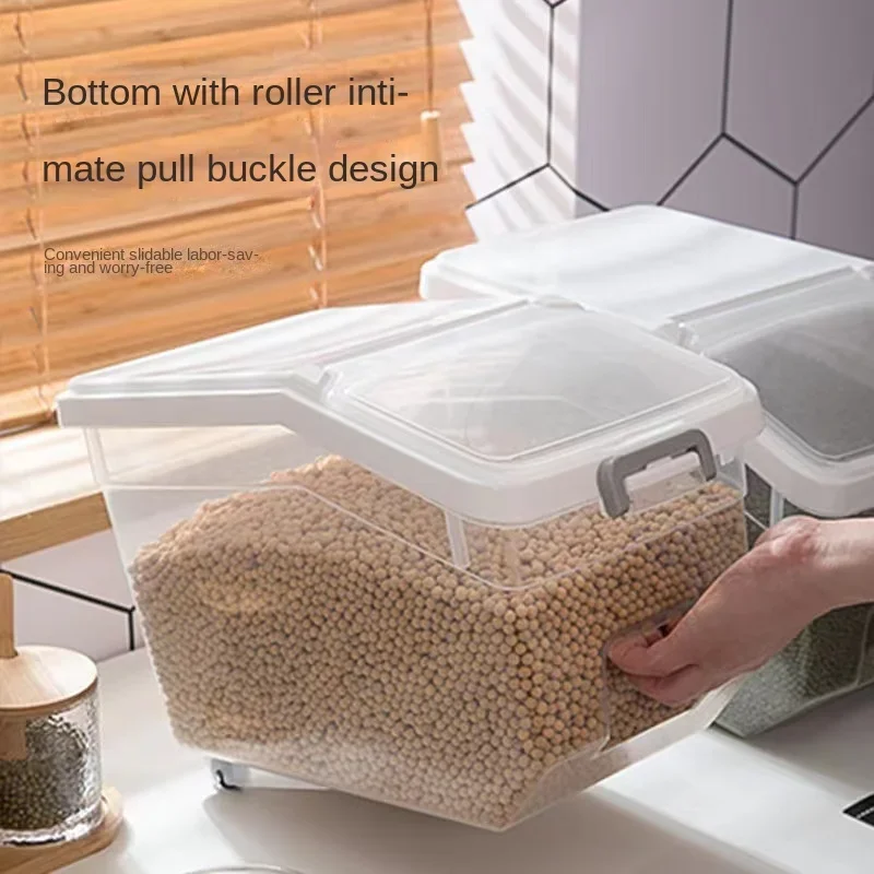 Large Capacity Rice Storage Box Rice Dispenser Flour Cereal Bucket Kitchen Food Containers Pet Food Tank Kitchen Storage Box