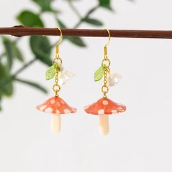 Handmade Mushroom Fruit  Fun Dangle Drop Earrings