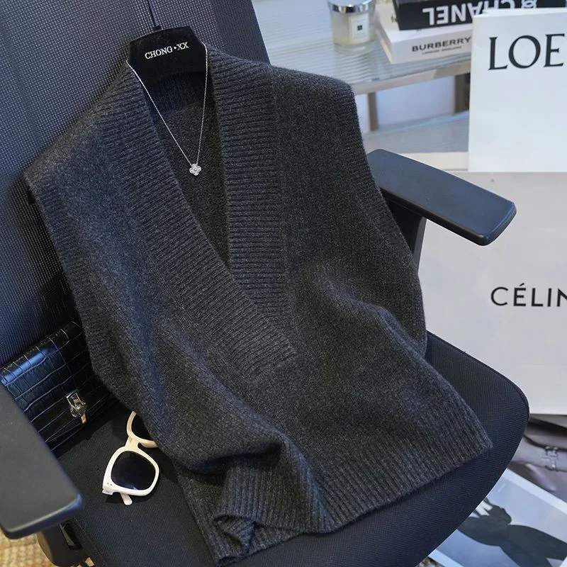 كبير الخامس الرقبة محبوك سترة سترة المرأة فضفاضة بلون أكمام البلوز الخريف الشتاء جديد النمط الفرنسي ركاب