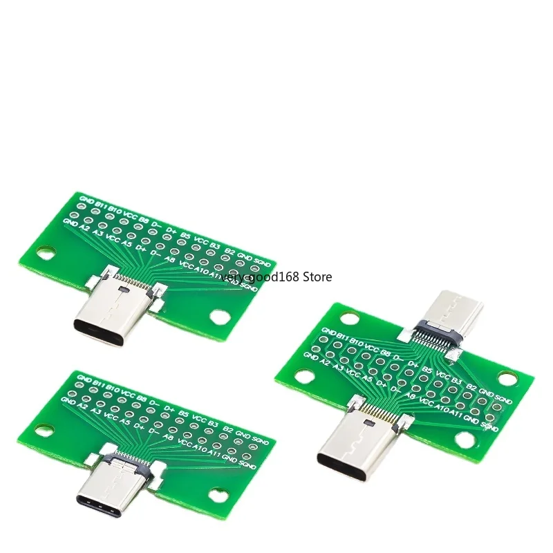 Type-C Male to Female USB 3.1 Test PCB Board Adapter Type C 24P 2.54mm Connector Socket For Data Line Wire Cable Transfer