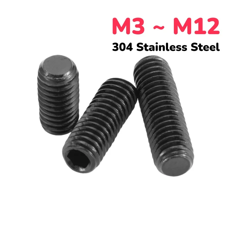 

M3 M4 M5 M6 M8 M10 M12 Черный 304 Нержавеющая сталь Шестигранная головка с шестигранной головкой и плоской головкой Болт без головки