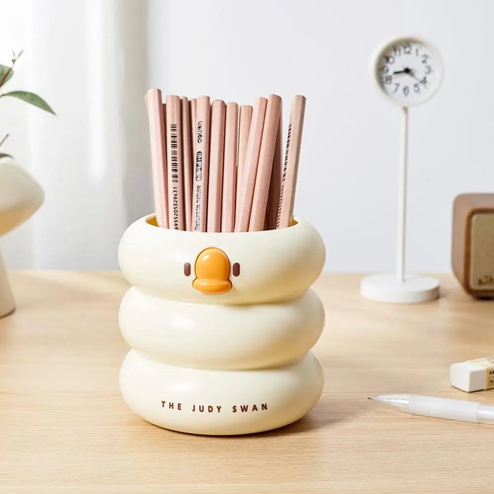 Brush Storage Tube Cartoon Cute Duck Pen Brush Storage Multifunctional Stylish Pen/Makeup Space Easy Access Brush Tube Larg A4L0