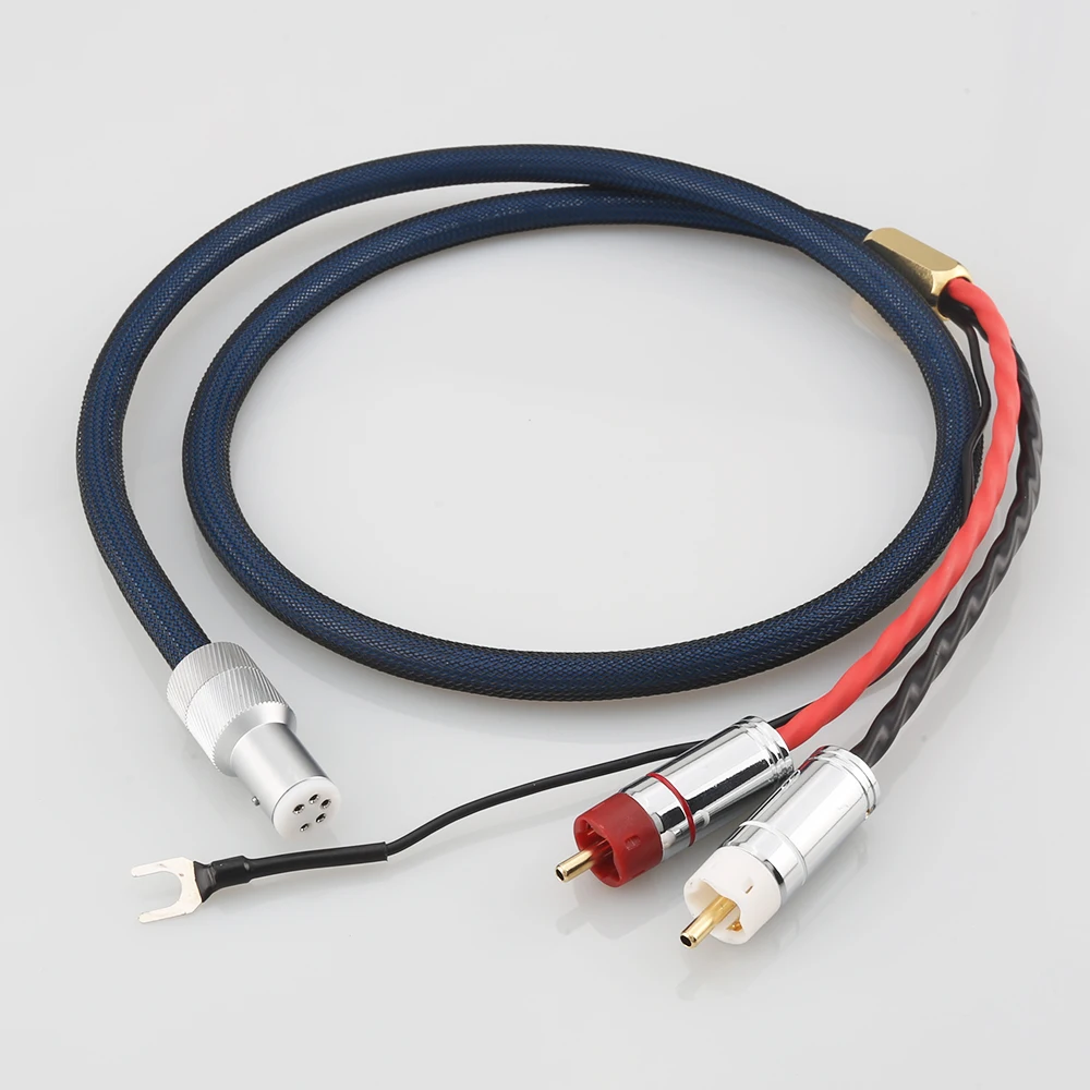 Audiocrast OFC Silver Plated Audio Phono Tonearm Cable Spade plug With shielding RCA 5 pin DIN XLR U with Ground Wire