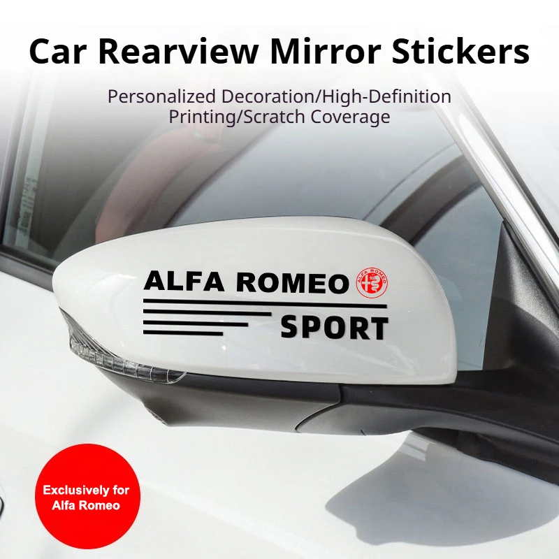 

Car Rearview Mirror Vinyl PVC Film Stickers Waterproof Decals for Alfa Romeo Spider Giulia Giulietta 147 156 159 Mito Stelvio GT
