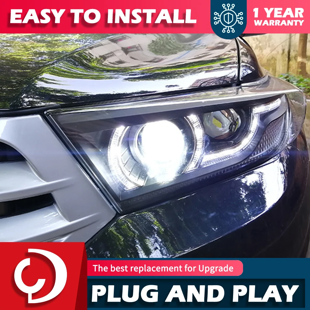 Akd estilo do carro lâmpada de cabeça para toyota highlander 2012 led farol led drl lente do projetor carro dinâmico conjunto luz