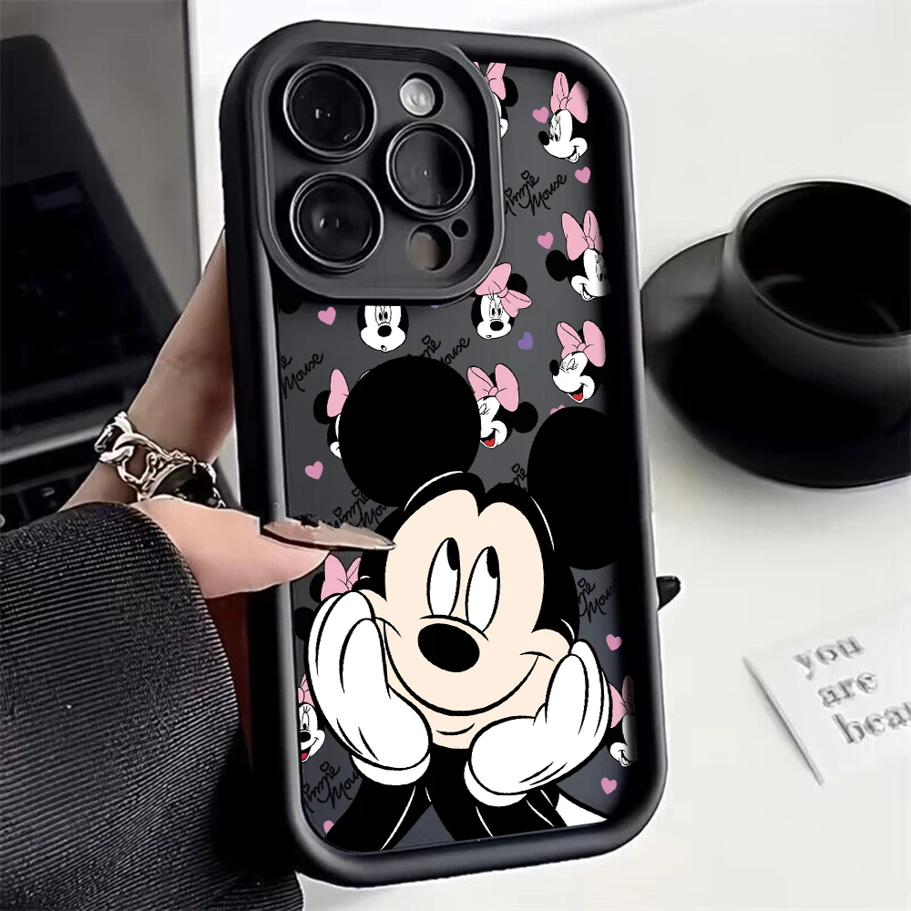 Disney Mickey Minnie Phone Case For OPPO Reno 2 3 4 5 6 7 7Z 8 8T 10 11 Pro Plus 4G 5G Soft TPU Back Cover With Hand Strap