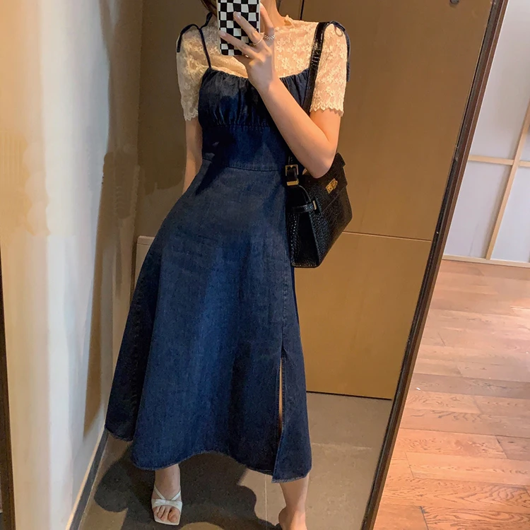 Elegant Lace Hollow out Short Sleeve Base Shirt Women Summer Thin Mesh Top Inner Wear with Strap Vest And Tulle Shirt