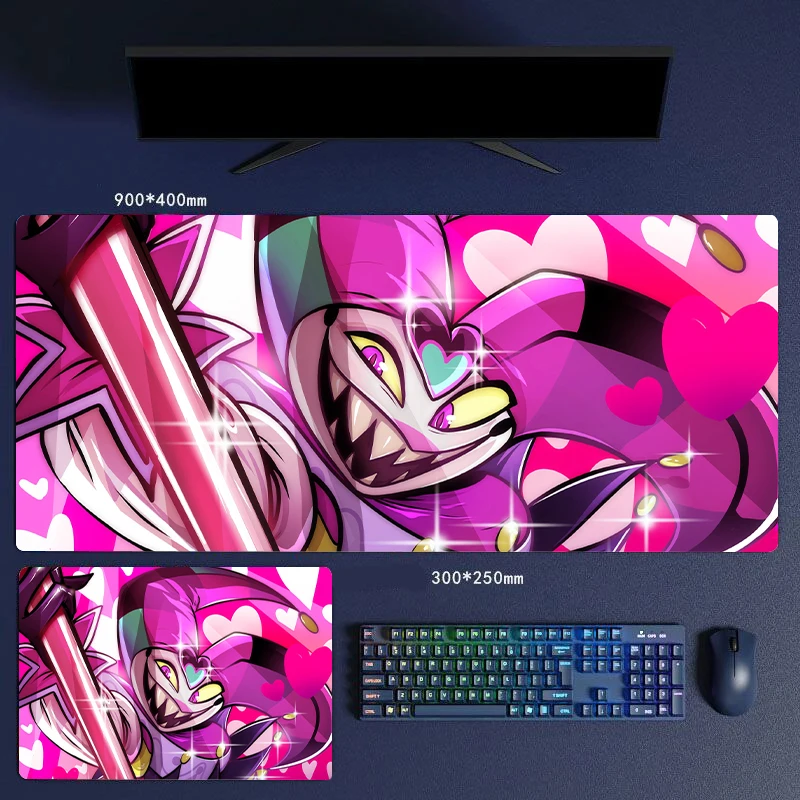 30/60/70/80cm Helluva Boss Pink Heart Love Kawaii Locking Edge Mouse Pad Rubber TV Show Anime  Keyboard Desk Office Supplies