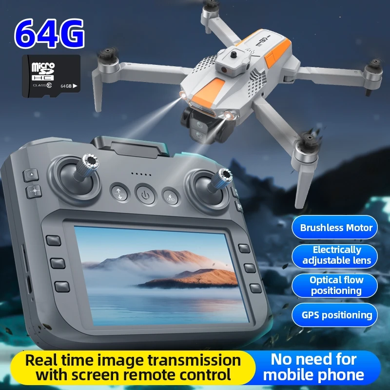 64G LF669 GPS Drone with 4.5''Screen Remote Control 8K Dual Camera Optical Flow Obstacle Avoidance Brushless MotorRC Quadcopter