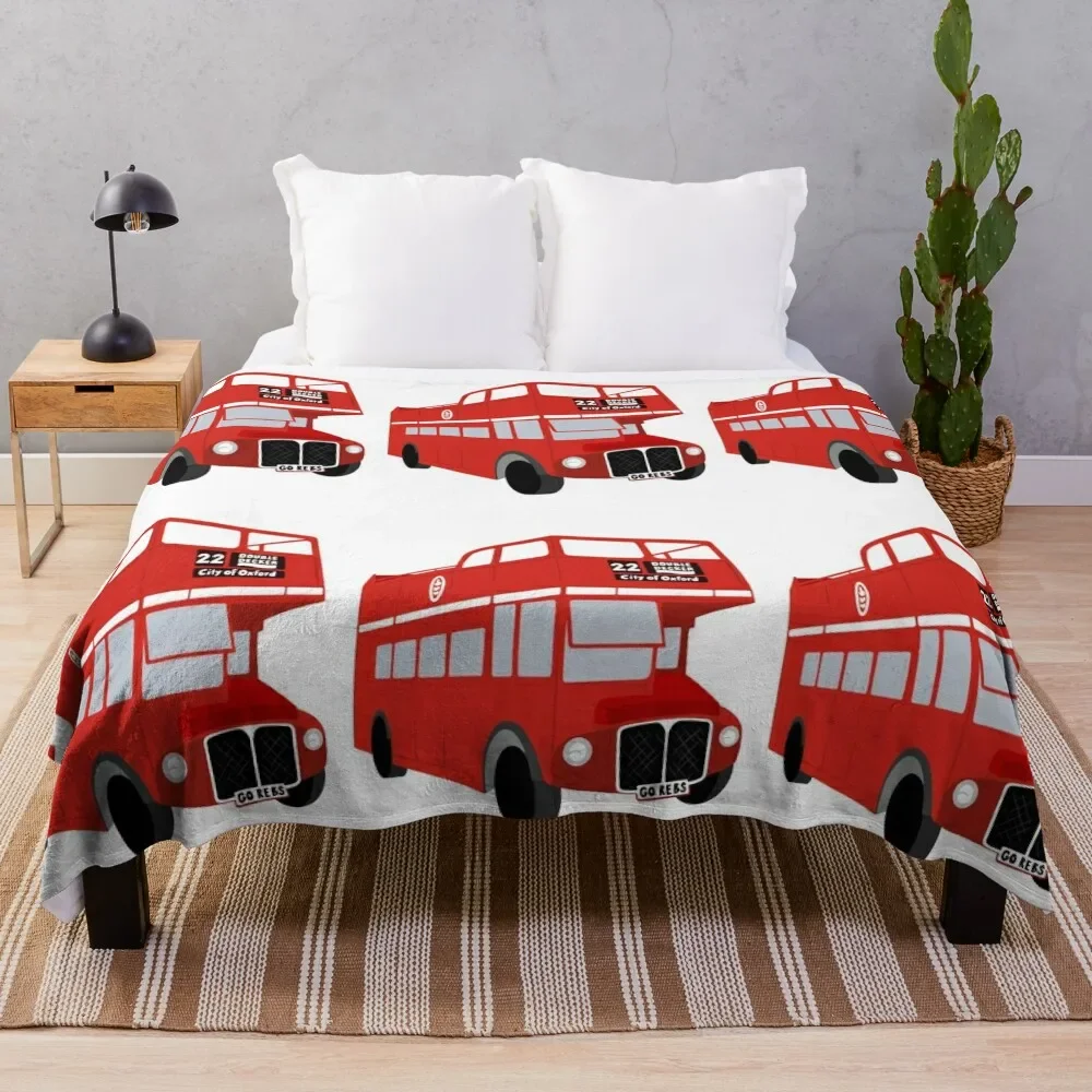 Double Decker Bus Throw Blanket Vintage Picnic bed plaid Decoratives Blankets