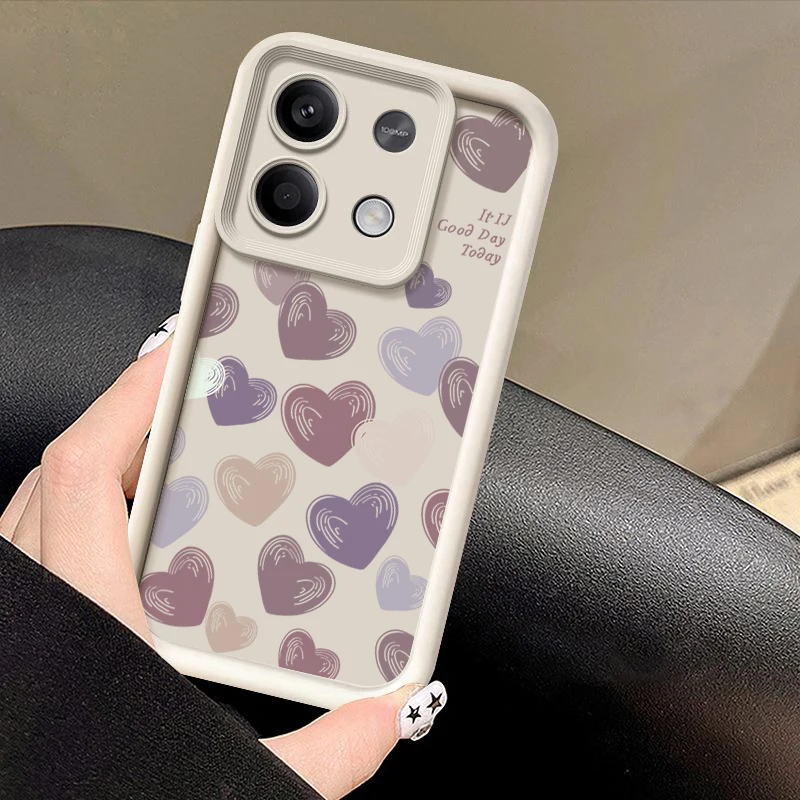 Cute Love Heart Silicone Case For Xiaomi Poco F6 X5 X6 M6 Pro 13T Redmi Note 13 12 11 10 Pro 4G 5G K70E 11S Soft TPU Phone Cover