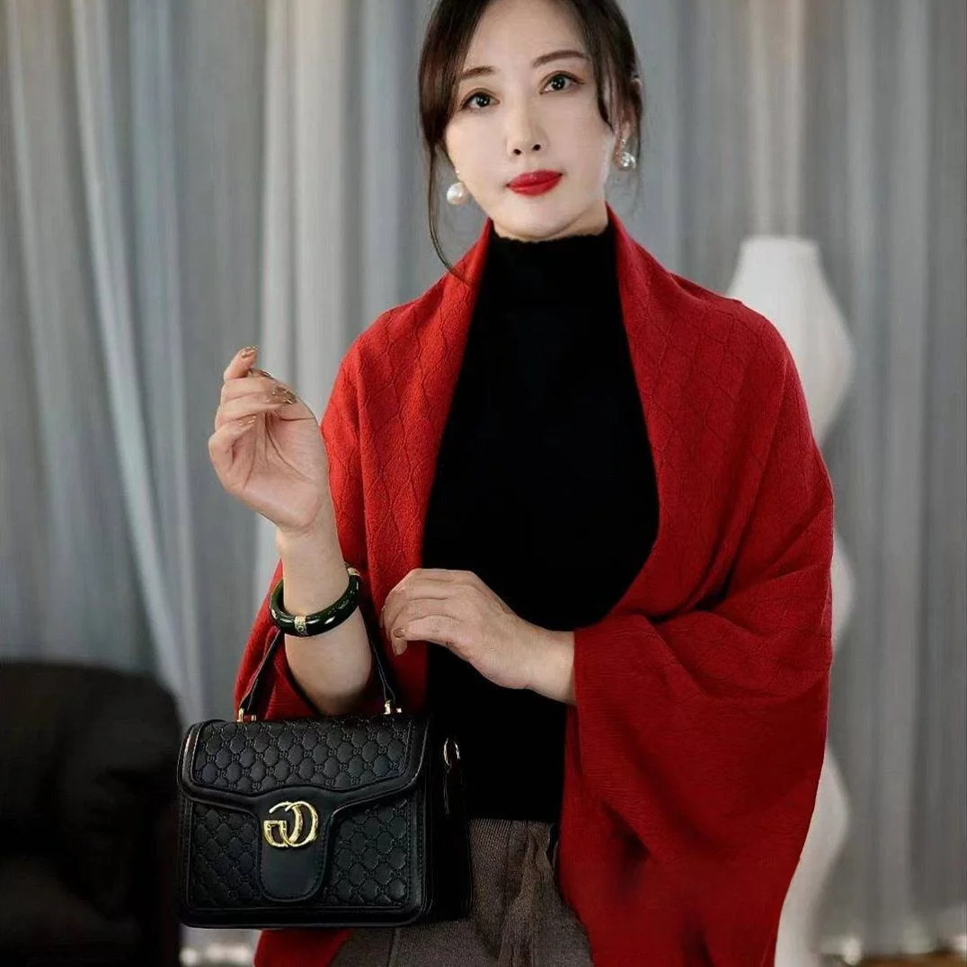 

Lamb Wool Knitted Shawl Scarf Two-In-One Loose Fit Outerwear Cardigan Autumn Winter New Style Pure Color Versatile Women's Ac...