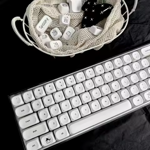 Cute Ghost Pattern PBT Keycaps MOA Profile White Key Caps DIY Custom Keycap Set for Gaming Mechanical Keyboard 61 68 87 98 108