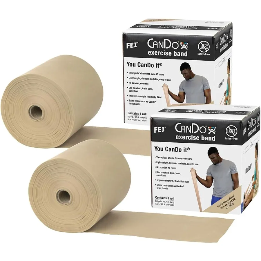 

Twin-Pak Latex-Free Exercise Band Tan 100 Yard for Strength Training Resistance Workout with Durable Elastic Material in Tan Co