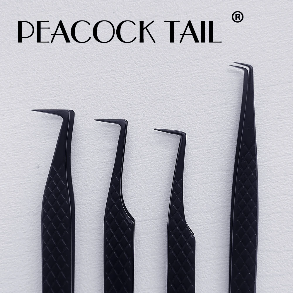 Right Angle 90 Degrees Tweezers Fiber Tip False Lash Tweezers For Eyelash Extensions Black Tweezer Perfect Close Tip