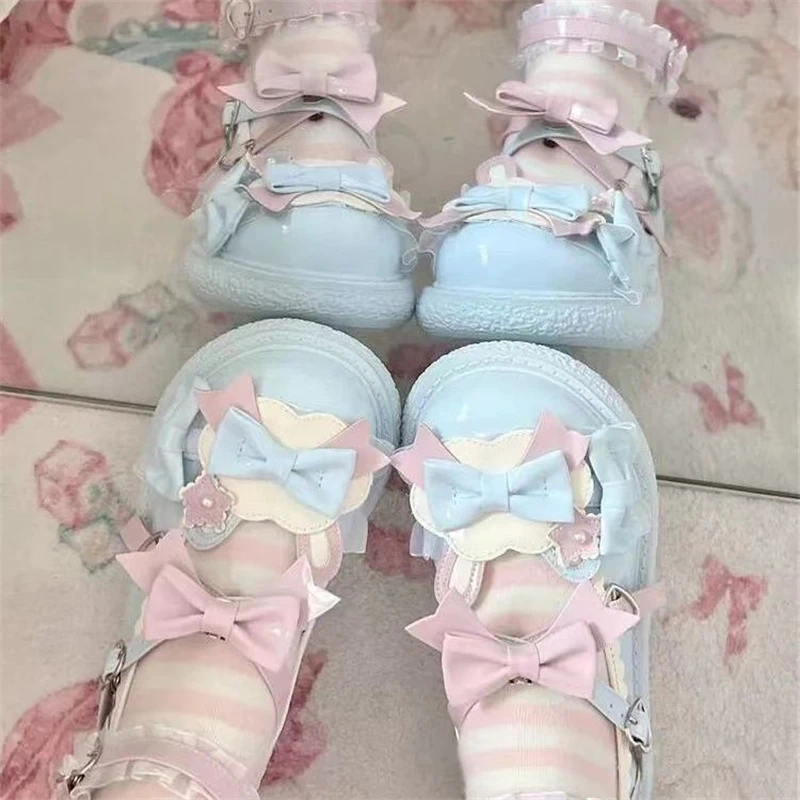 Simpatiche scarpe Lolita in pelle Pu Jk ragazze carine testa tonda principessa dolce ragazza scarpe Kawaii morbide scarpe da donna gotiche universitarie per studenti