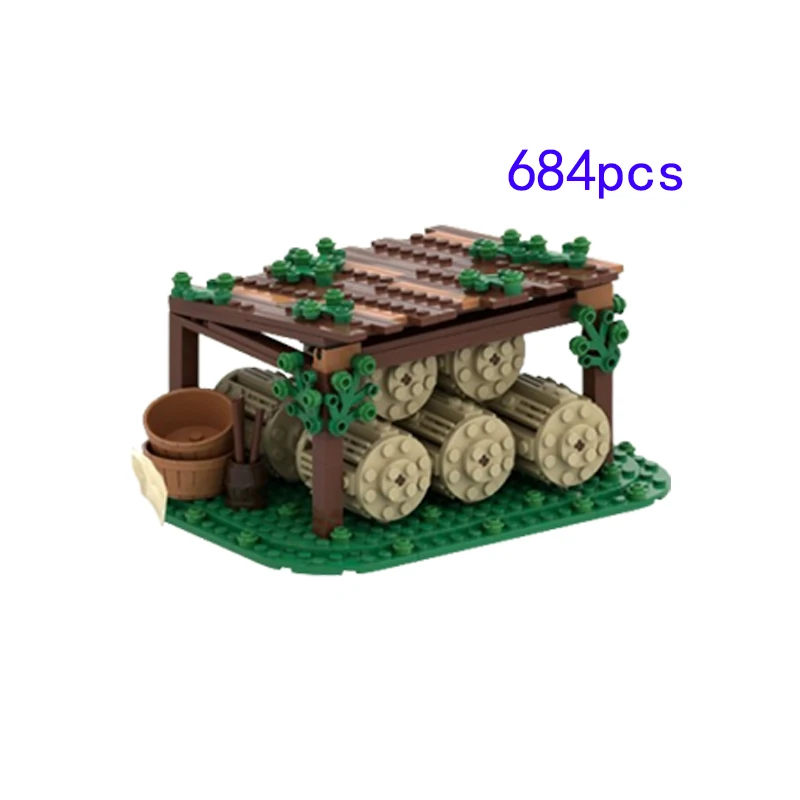 MOC-117200 Small Particle Assembling Blocks Medieval Castle Model Scene Wizard Tower Straw Bag Storage Model Toy Toy