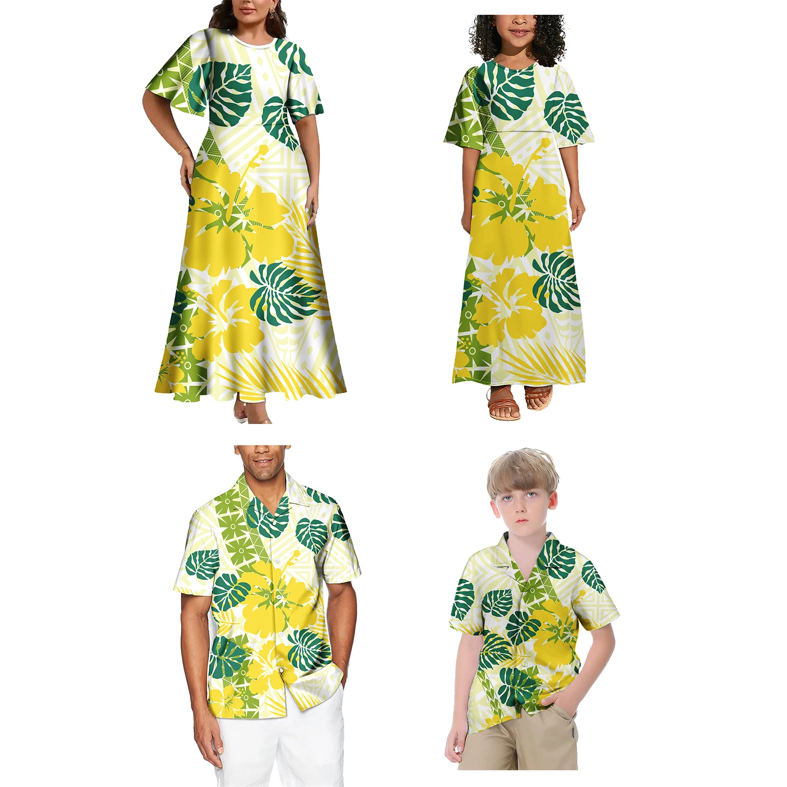 Ilha do pacífico arte design pai mãe crianças roupas vestidos da menina do bebê personalizado combinando roupas de família samoa puletasi