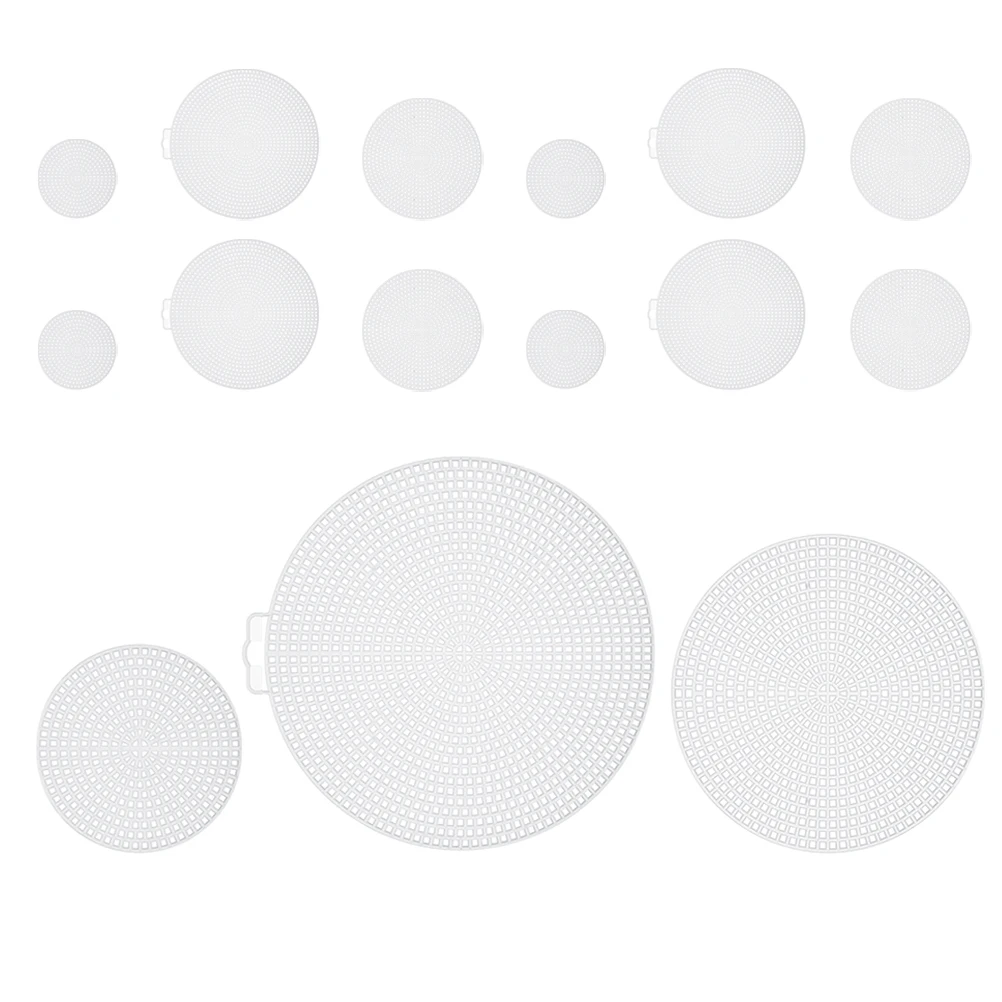 

15pcs Plastic Sheets For Crafts Cross Stitch Embroidery Canvas Round Mesh Sheet Diy Crochet Bag Supplies 14.7Cm 11.5Cm 7.7Cm