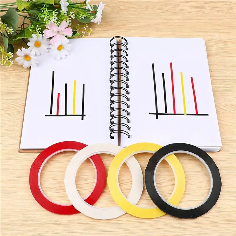 ABUH-8 Rolls Dry Erase Board Tape Lines, 1/8In X 216Ft Thin Whiteboard Tape, Self Adhesive Chart Line Tape For Whiteboards