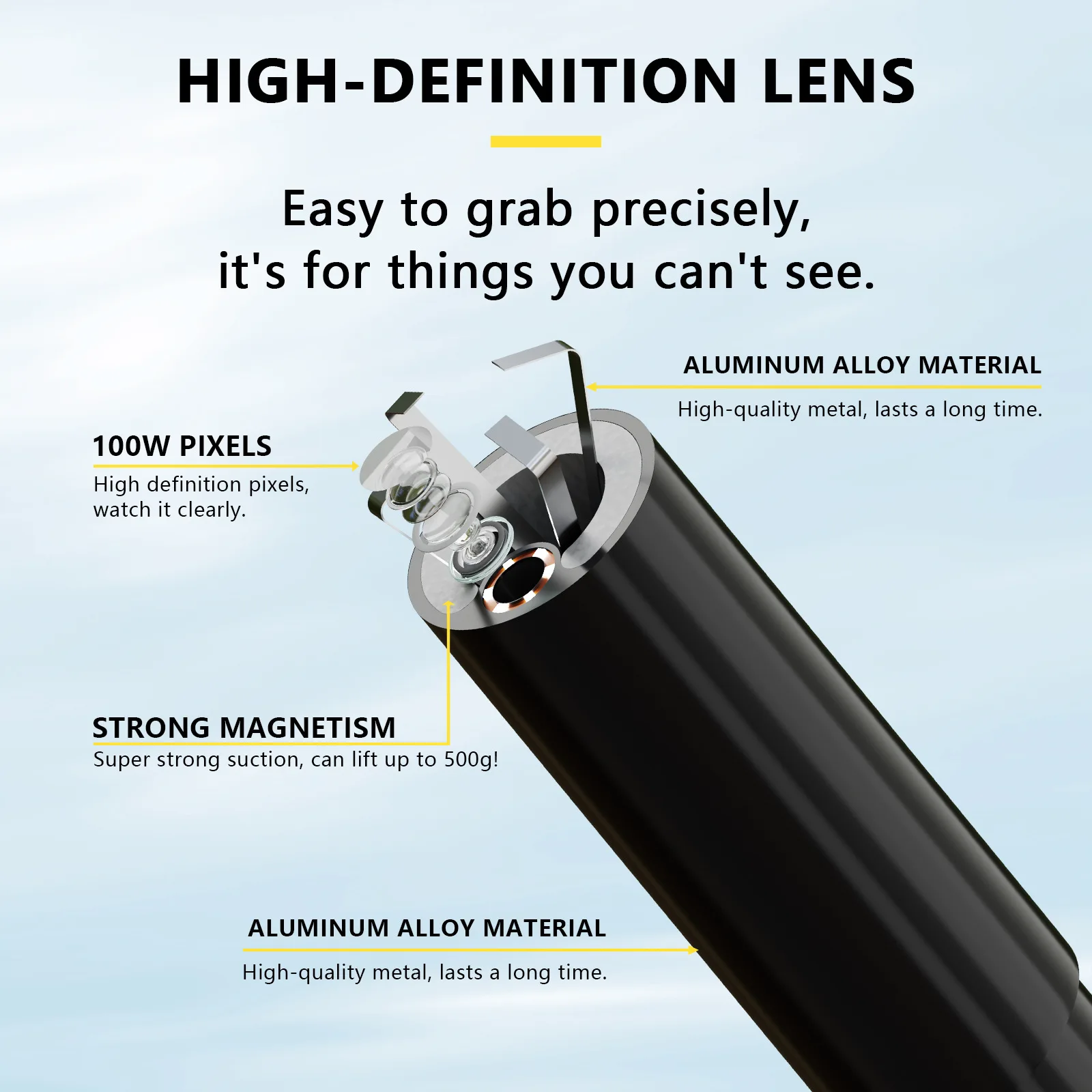 Endoscope Camera with Claw Clip Magnet HD Borescope for Sewer Dredging Inspection Object Retrieval