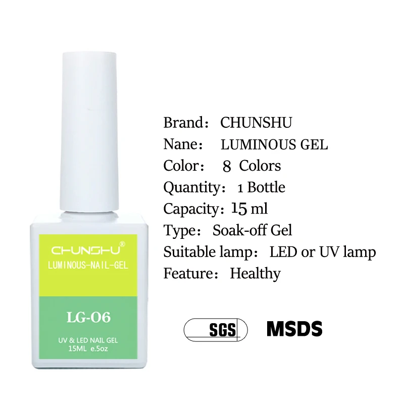 CHUNSHU 15ml Luminous Gel Nail Polish Glow In Dark Color Semi Permanent Gels Varnish UV LED Fluorescent Nails Art Lacquer Design