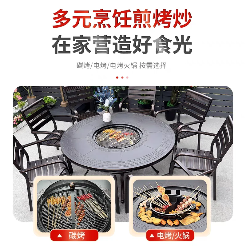 Barbecue table, smokeless leisure outdoor garden terrace, outdoor dining table combination