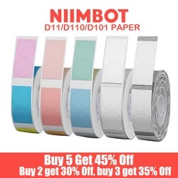 Niimbot-papel de impresión redondo D101 D11 D110, Pegatina autoadhesiva transparente, impermeable, para fabricante de etiquetas D11