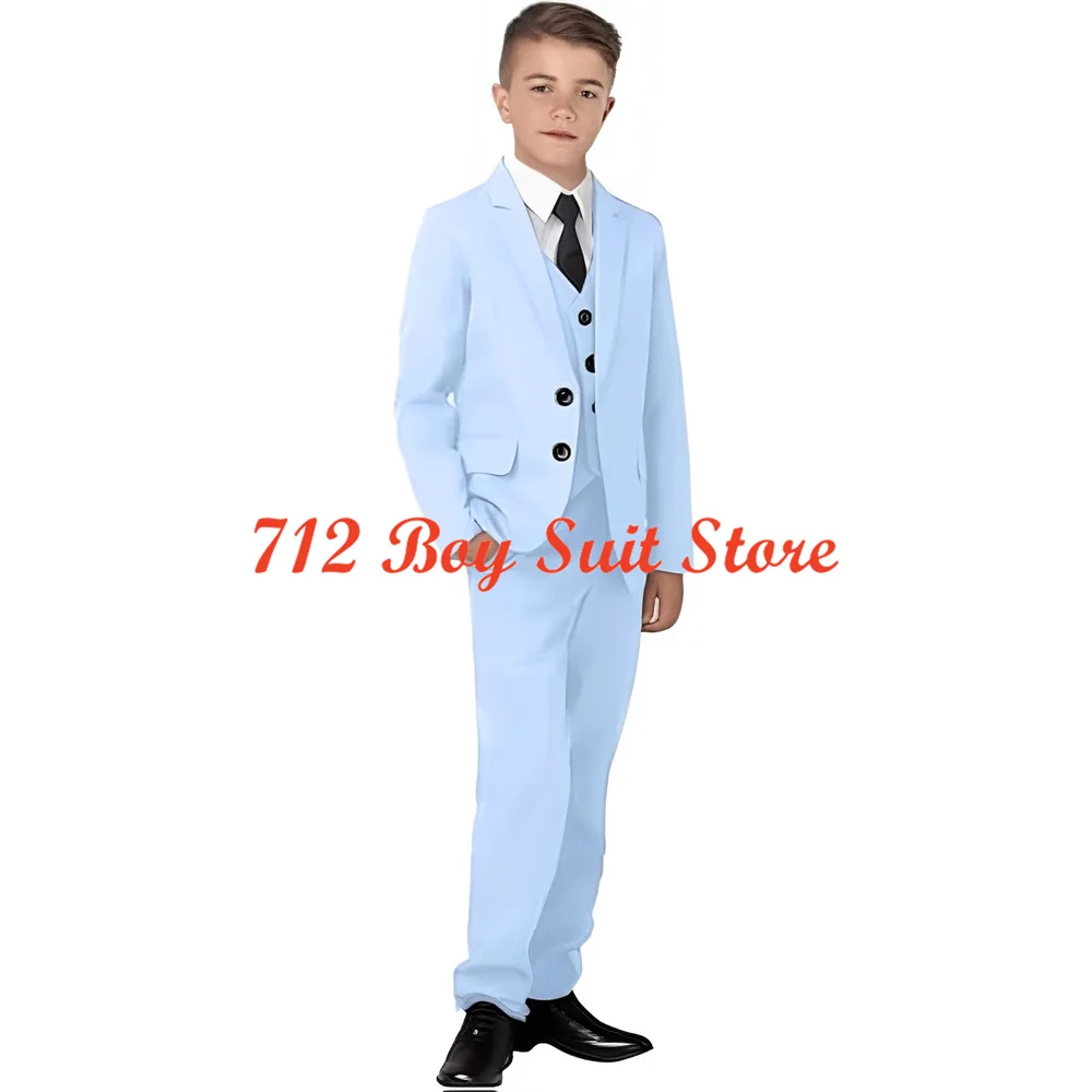 Smoking Slim Fit classique pour garçons, tenues formelles pour enfants, trempées, enfants de 2 à 16 ans, 3 pièces