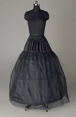 Vestido de noiva preto com 1 camada e 3 argola, roupa de casamento deslizante sob a saia