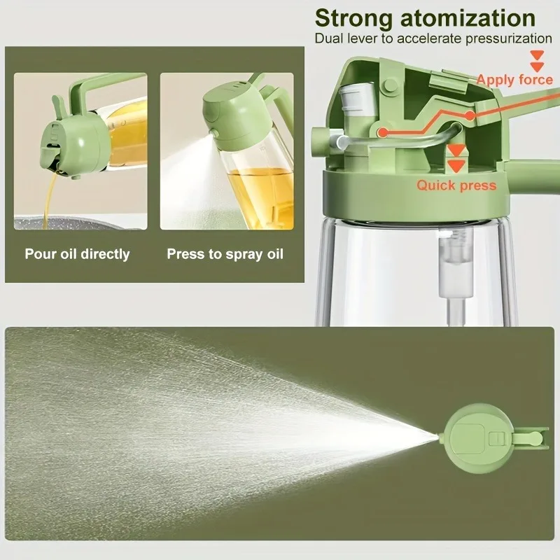 2 in1 زجاجة رذاذ الزيت البلاستيك المطبخ الشواء الطبخ زيت زيتون موزع النفط جرة الخبز الخل صلصة الصويا رذاذ الحاويات