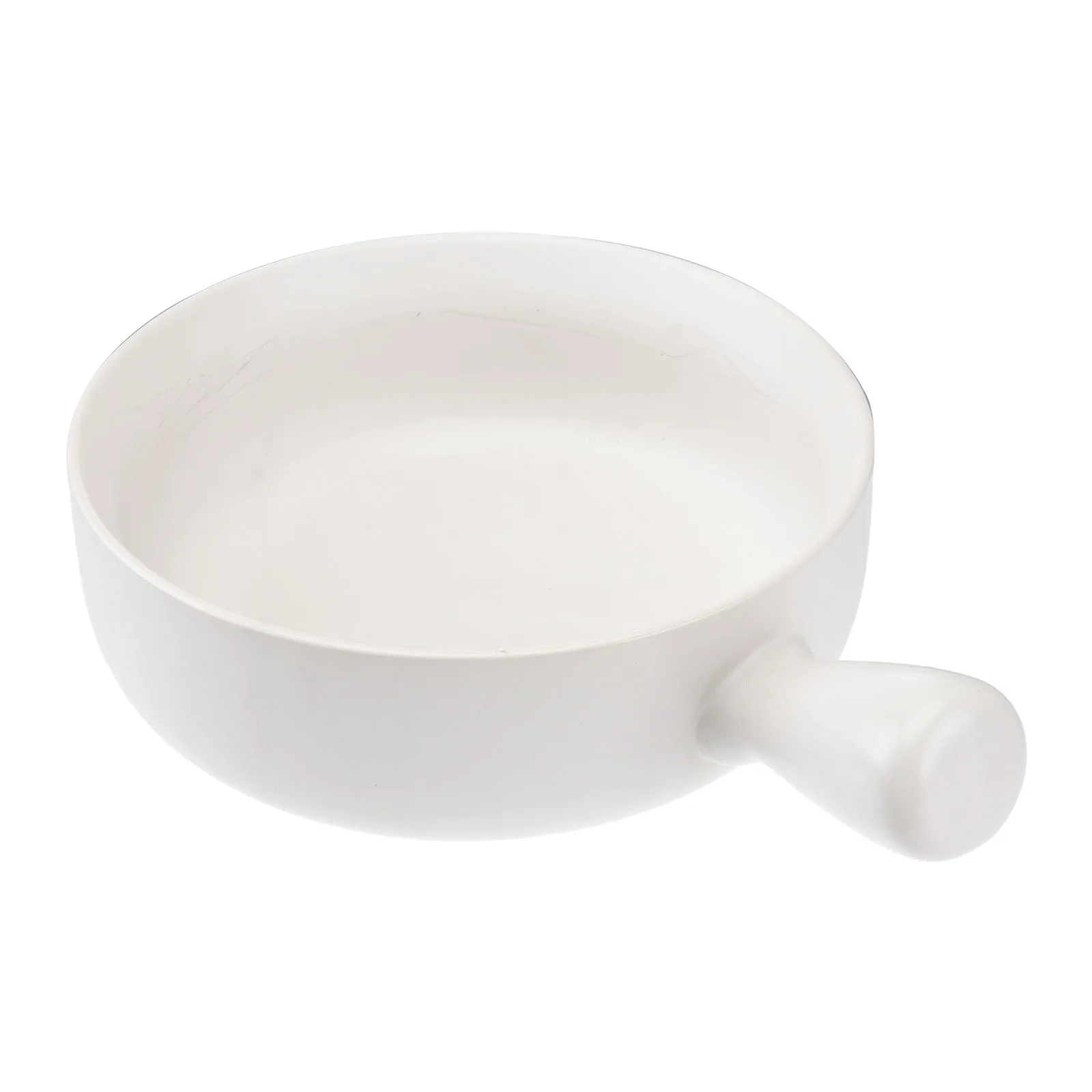 

Ceramic Salad Bowl Cooking Bowl White Exquisite Workmanship Insulated Handle Easy Pour Ovenware Kitchen Pot for Home Breakfast
