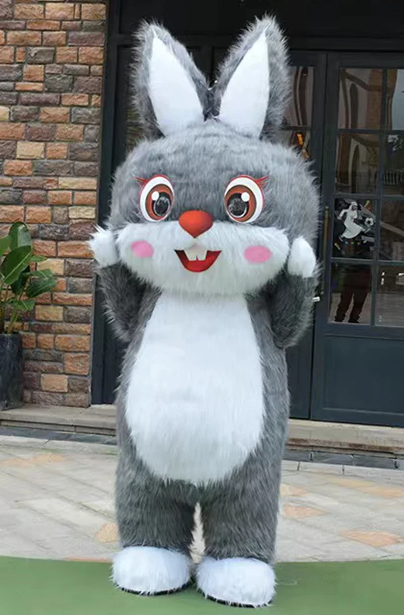 

Fluffy Inflatable Hare Costume Full Body Adult Walking Bunny Mascot Suit for Easter Entertainments Bunny Dress Up no battery