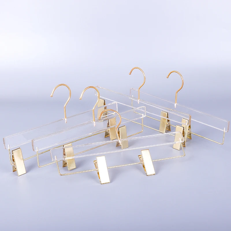 Transparent Acrylic Hanger for Clothes, Pants Organizer, Closet Storage, Trousers with Clip, Coat Drying Rack, 5 Pcs, 10Pcs