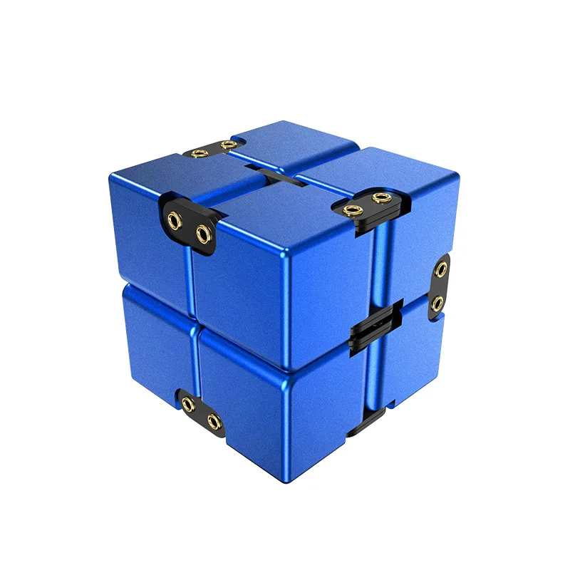 Unendliche Zappeln Cube Antistress Kreative Aluminium Legierung Spielzeug Puzzle Stress Relief Metall Niet Flip Tasche Platz für Erwachsene Kinder